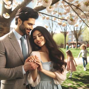 Romantic Couple's Day in the Park under Cherry Blossoms