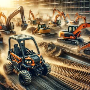 Compact Construction Equipment at a Bustling Site | Heavy-Duty Machinery