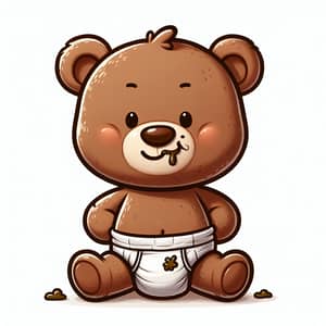 Funny Baby Teddy Bear Clipart with Diaper Mess