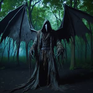 Nightmare Scarecrow Monster: Bat-Like Vigilante in Woods