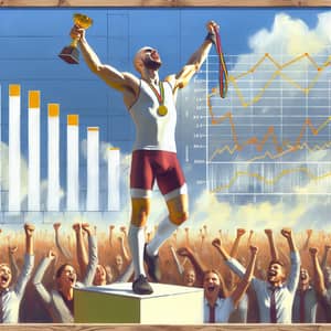 Athlete Victory Celebration Painting for Business Presentation