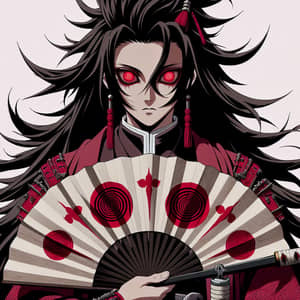 Powerful Martial Arts Character with Spiky Black Hair & Red Eyes