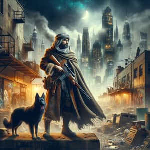 Middle-Eastern Hunter in City Slums with Canine Companion | Steampunk Aesthetics