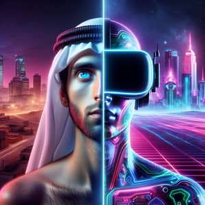 Blend of Realities: Modern World & Neon Future