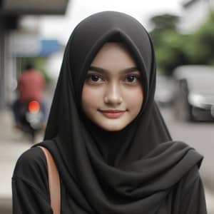 Black Hijab Fashion: Stylish Girl Wearing a Hijab