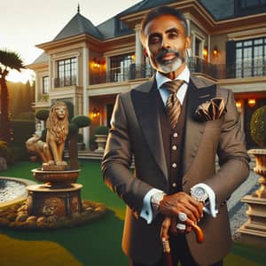 Ethiopian Gentleman in Rich Attire at Luxurious Mansion