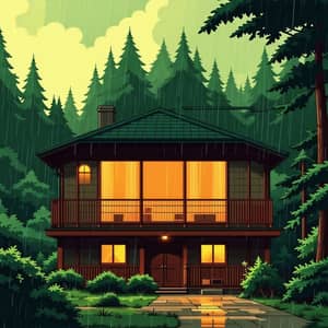 Cozy Lofi House | Forest View in Studio Ghibli Style