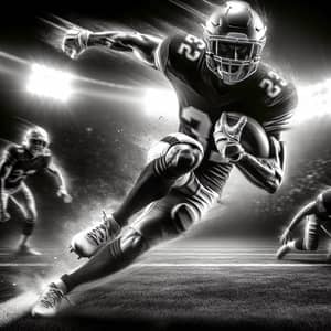 Intense Black and White Football Player Action in FPR League