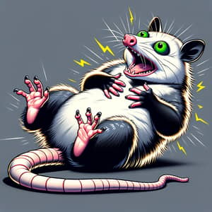 Dramatic Possum Caricature | Bold, Vibrant Cartoon Character