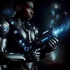 Futuristic Knight in High-Tech Armor with Energy Weapon