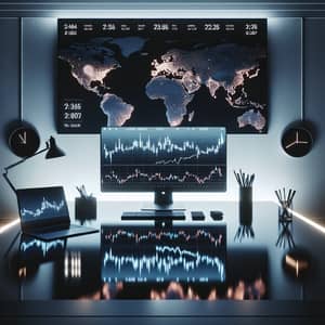 Minimalist Forex Trading Scene - Neat Desk Setup with Real-time Charts