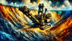 Powerful Mining Excavator: Raw Strength and Intensity | Vincent van Gogh Inspired