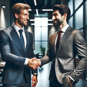 Successful Businessmen Shaking Hands in Modern Office