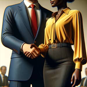 Professional Handshake: Asian Man and Black Woman Cooperation