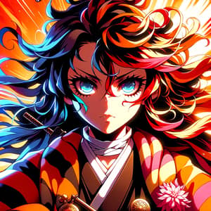 Vibrant Anime-Style Illustration with Saturated Colors