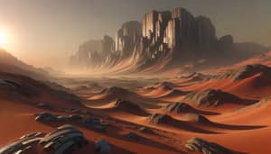 Reddish Earth Landscape on Mysterious Dune-Style Planet
