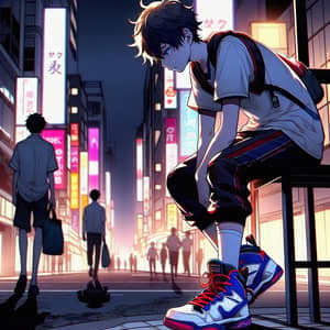 Lonely Boy in Night City Anime Scene