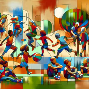 Abstract Artwork of Diverse Children Playing in Park