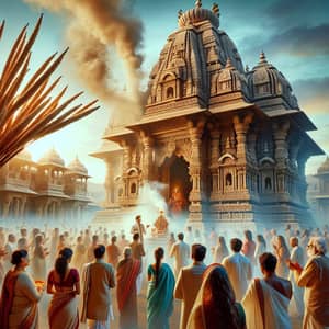 Temple Pooja India | Enchanting Scene with Sambrani Stems Smoke