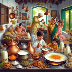 Authentic Indian Kitchen: Vibrant Colors, Playful Kids, and Traditional Ingredients