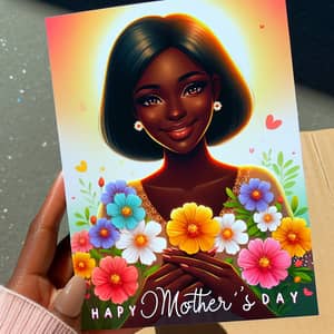 Black Mother Happy Mother's Day Card with Vibrant Flowers