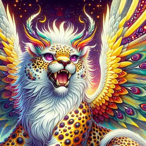 Mythical Leopard-Falcon Beast with Resplendent Wings