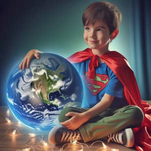 Young Boy Saving the World - Heroic Action