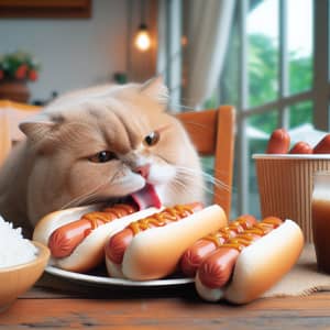Cat Eating Hot Dogs - Funny Animal Moment