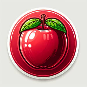 Bright Red Apple Sticker with 3D Illustration | Buy Now