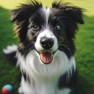Adorable Medium-Sized Dog with Shiny Black and White Fur Coat