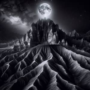 Moon on Peak: A Surreal Nocturnal Landscape