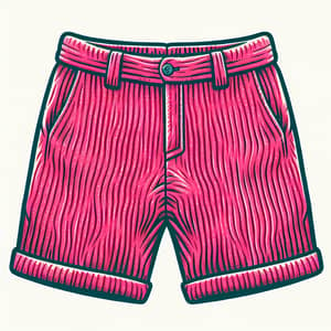 Bright Pink Corduroy Shorts | Cartoon Style