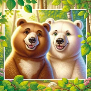 Charming Picture of Diverse Bear Friends in Woods