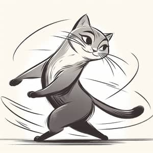 Graceful Cat Dancing Illustration | Enchanting Feline Art
