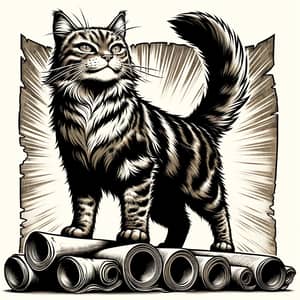 Spirited and Feisty Cat Illustration | Bold Attitude and Expressive Features
