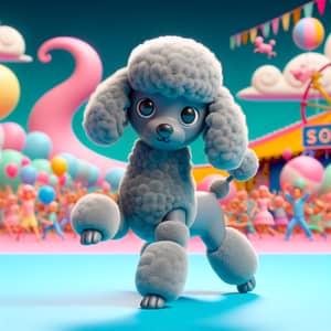 Whimsical 3D Animated Grey Toy Poodle Character | Child-Friendly Series