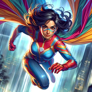 Dynamic Female Superhero | South Asian Woman with Vibrant Costume