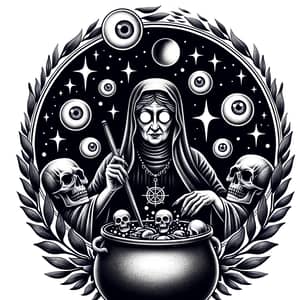 Mysterious Wench Tattoo Design with Skeletons - Unique Ink Art