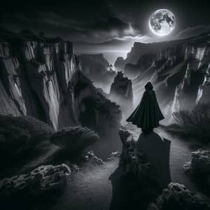 Enchanting Moonlit Cliff Photography | Mystical Scene in Monochrome