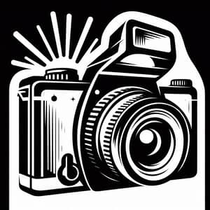 Canon-Style Camera Silhouette Illustration with Flash