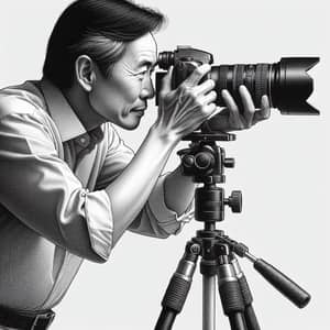 Professional East Asian Photographer in Action | Capturing the Perfect Shot