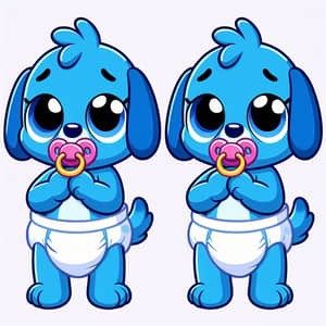Blue Puppy Characters in Diapers | Animated Cartoons