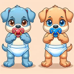 Blue and Tan Animated Cartoon Heeler Puppies in Diapers