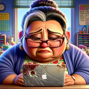 Heartwarming Disney Pixar Movie Cover: Crying Teacher and Scratched Laptop