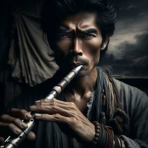 Courageous Southeast Asian Man Playing Flute | Haunting Melody