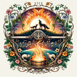 Nature Inspired Family Crest: Sunrise, Sunset, Snuggling, Music & Fire