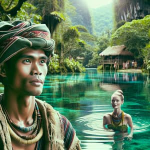 Aeta Village in the Philippines: Native Man Sees Lady Swimming