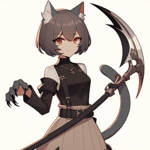 Anime-Inspired Cat Human Character with Menacing Scythe