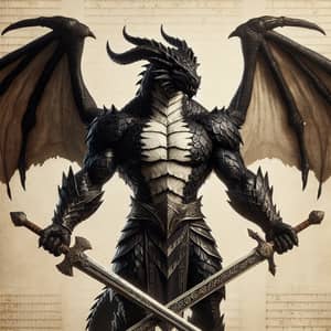 Realistic Silver Dragonborn Paladin with Magical Shield and Sword in ...
