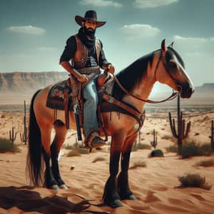 Middle-Eastern Cowboy on Majestic Horse - Desert Legacy